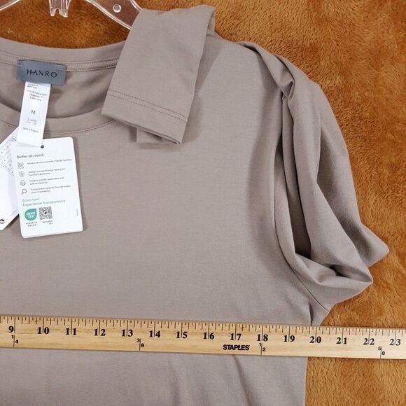 HANRO Shirt Mens Medium Tan Pullover Crew Long Sleeve Cotton LIVING - Picture 6 of 7